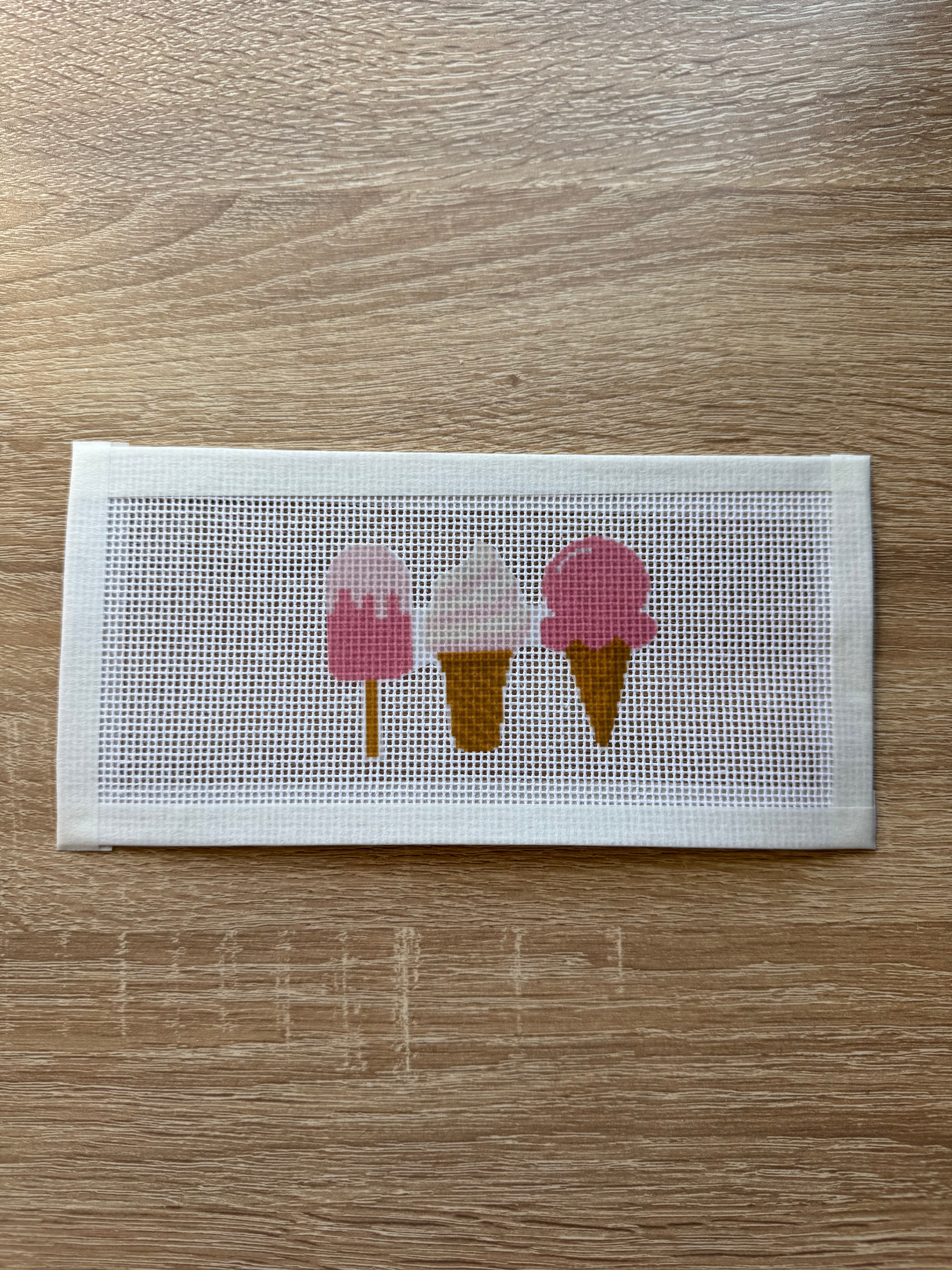 Ice Cream Trio - Mini 13 Mesh Needlepoint Canvas
