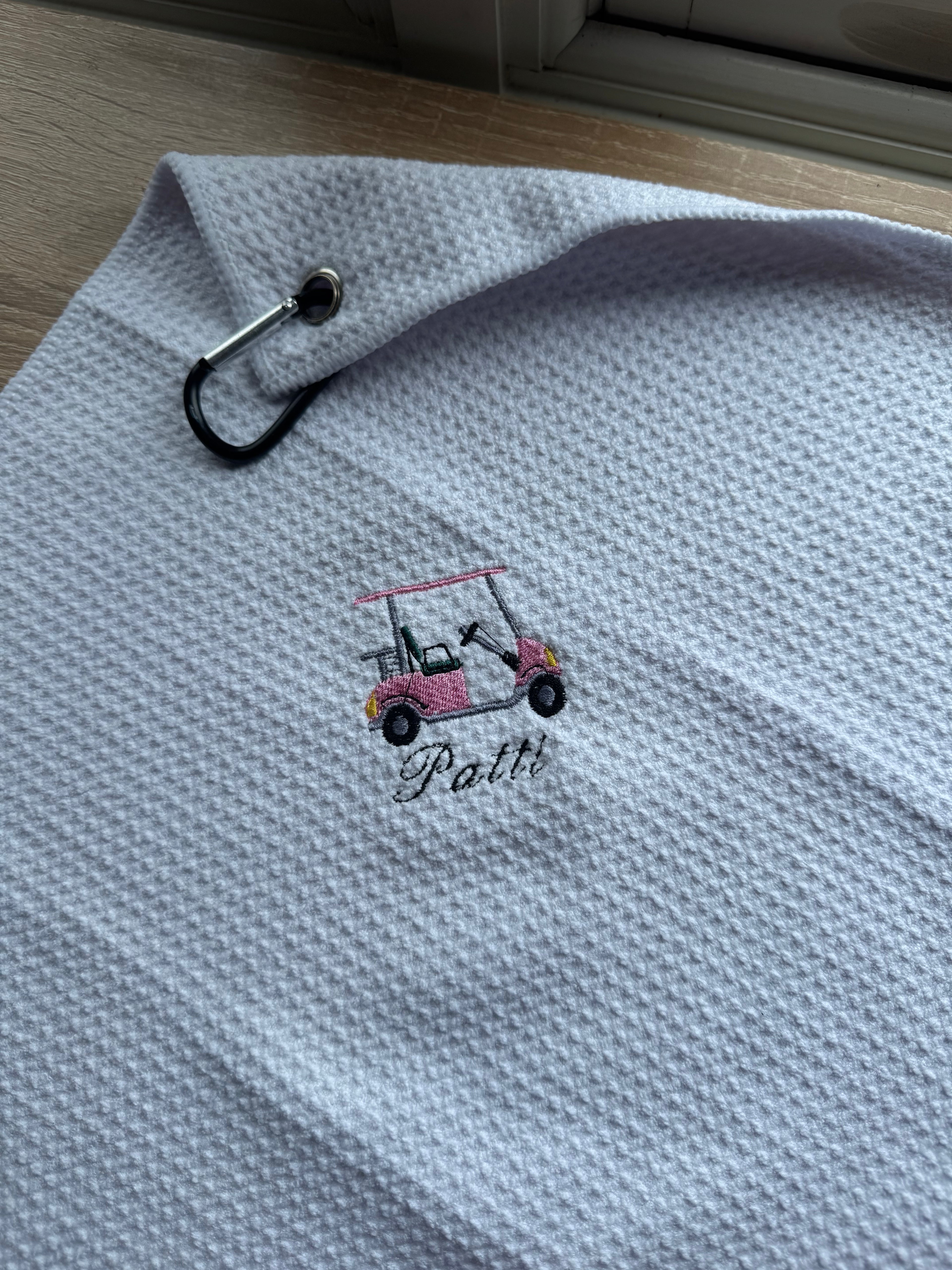 Embroidered Golf Towel - Golf Cart