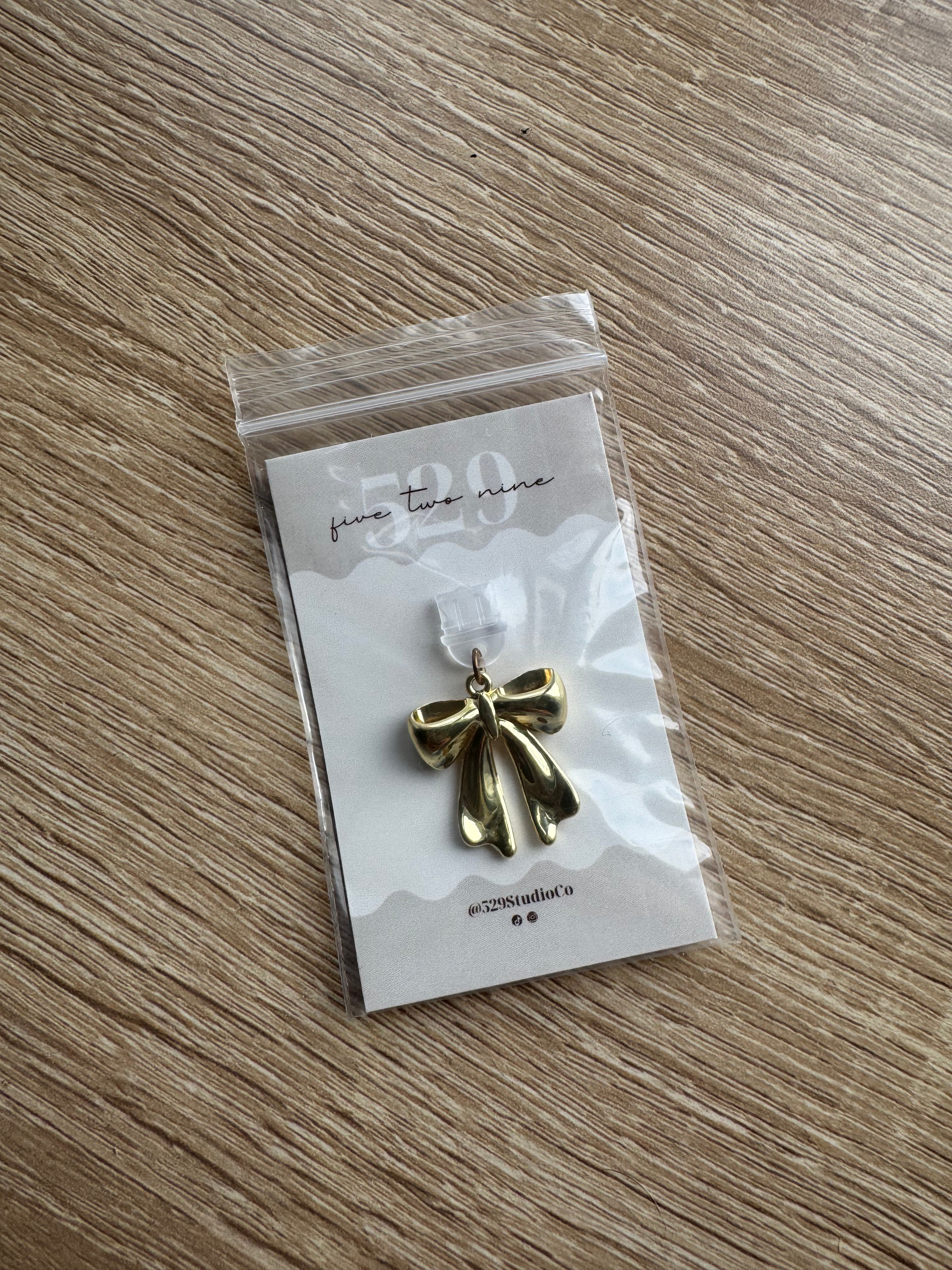 Kindle Charm - Gold Bow Thick