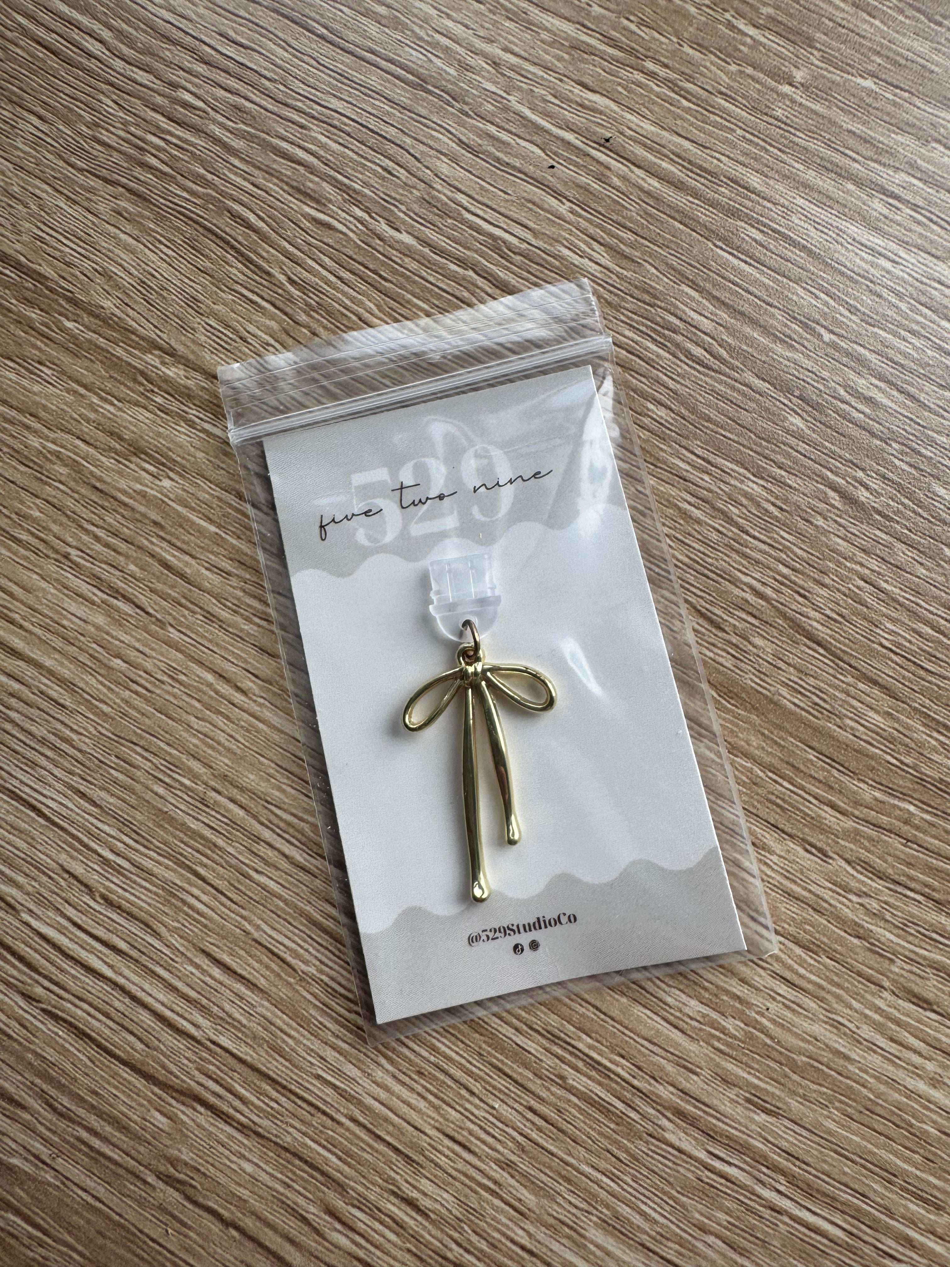 Kindle Charm - Gold Bow Thin