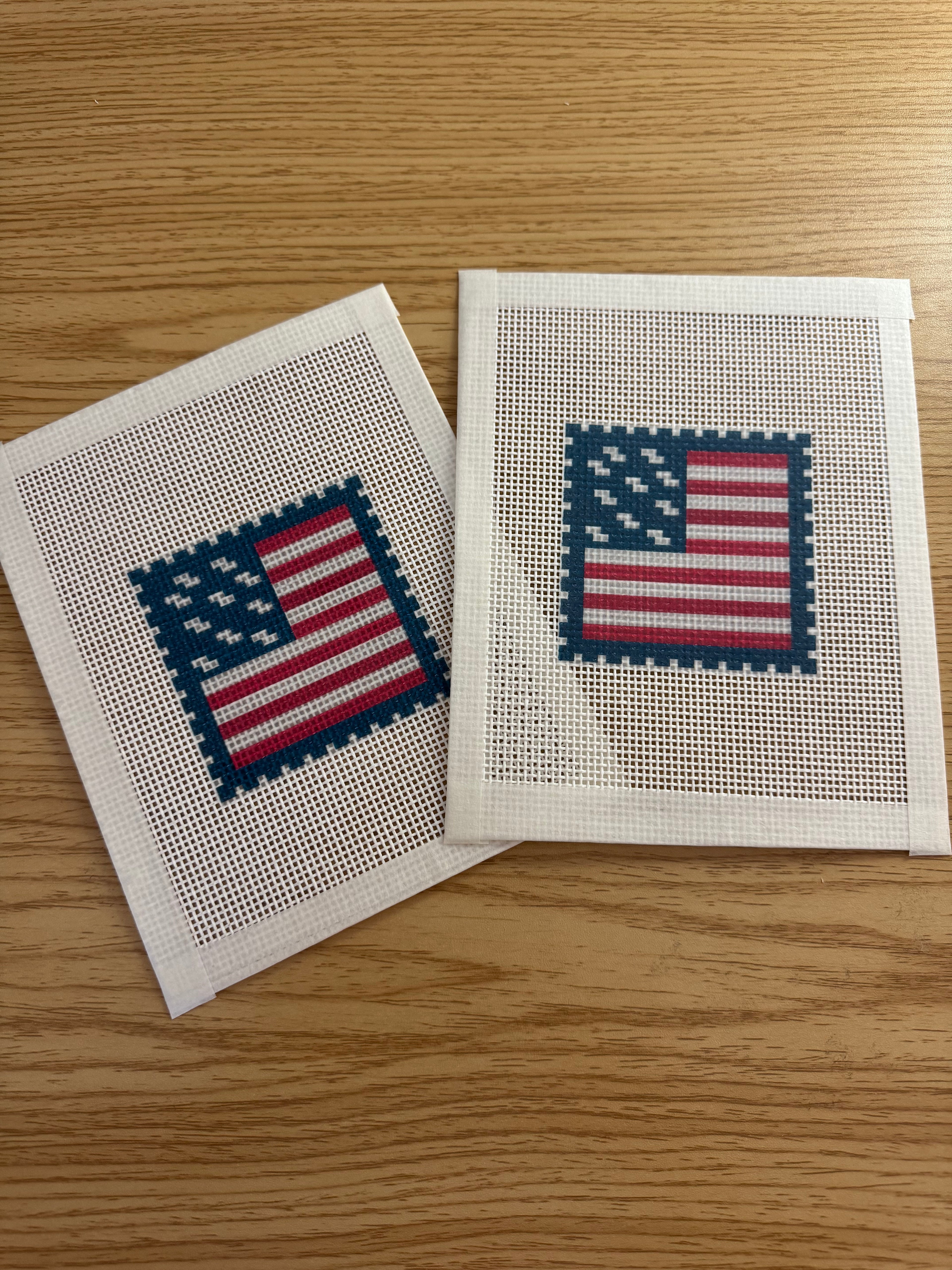 American Flag Stamp - 13 Mesh Needlepoint Canvas