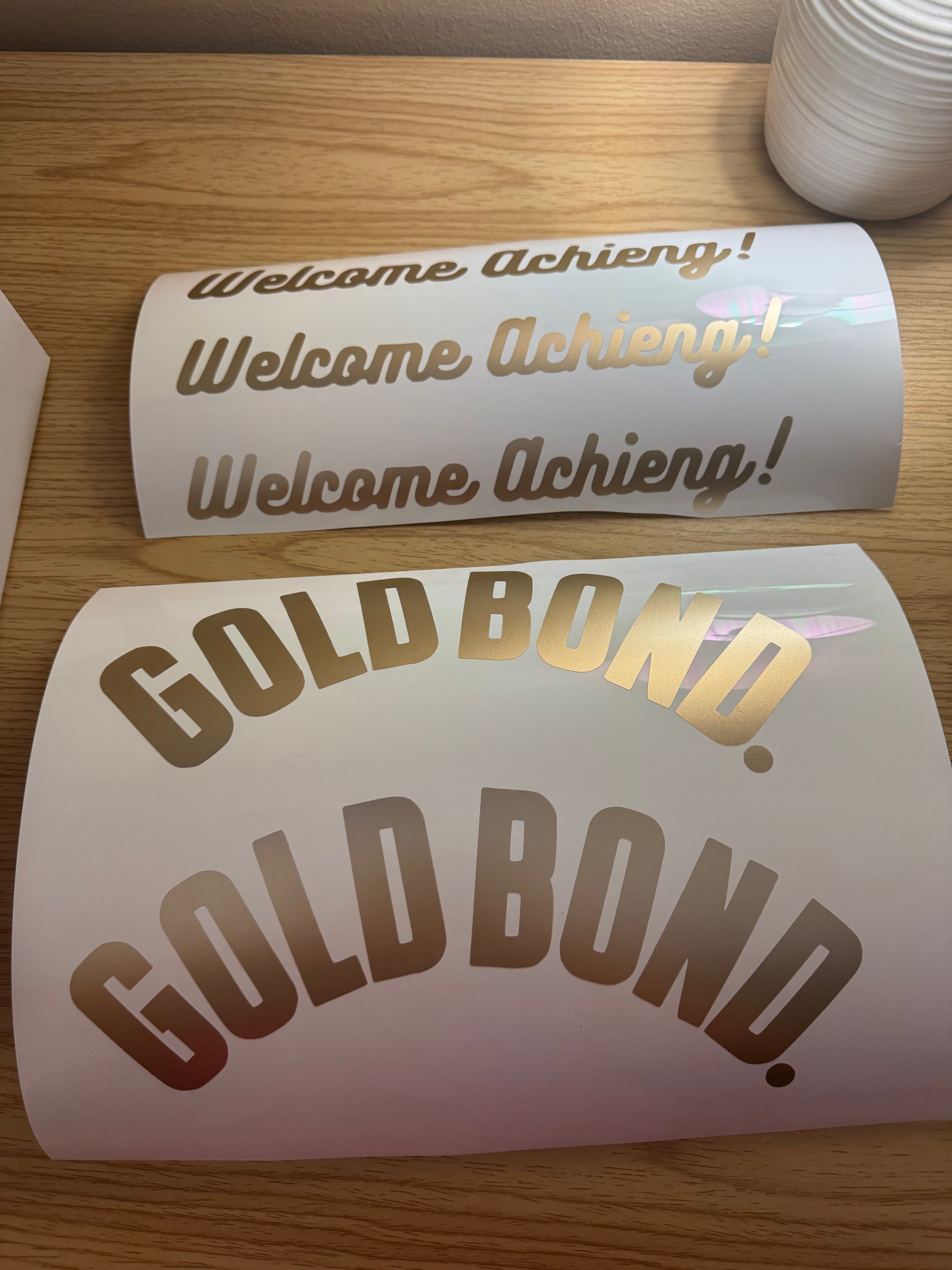 Custom Vinyl Stickers - Gold Bond