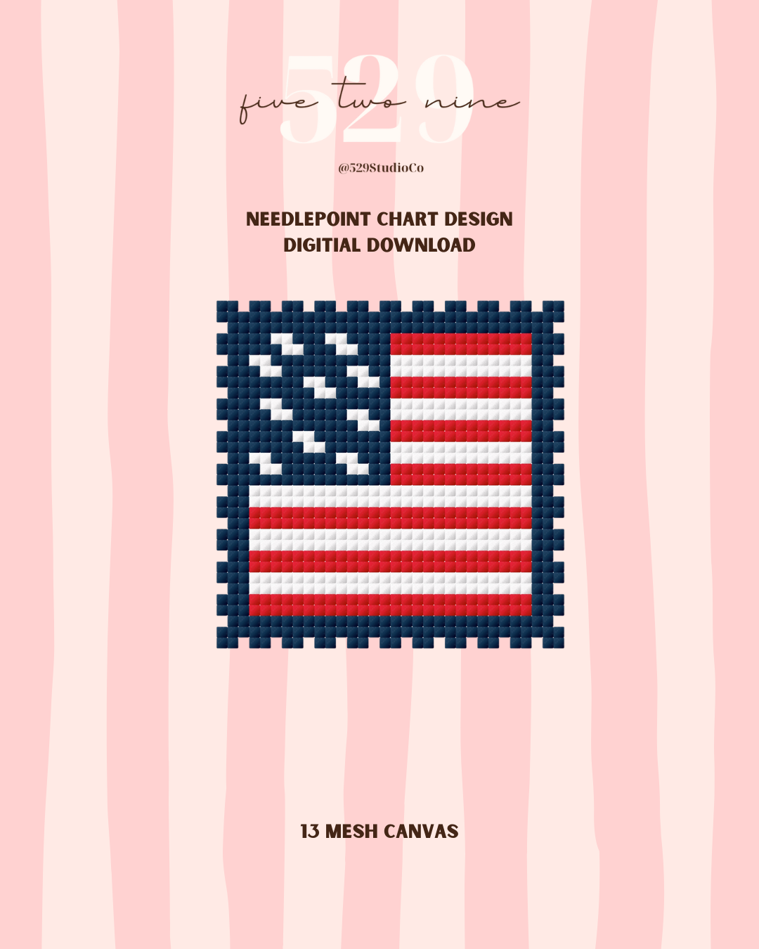 USA Flag Stamp - Needlepoint Digital Download