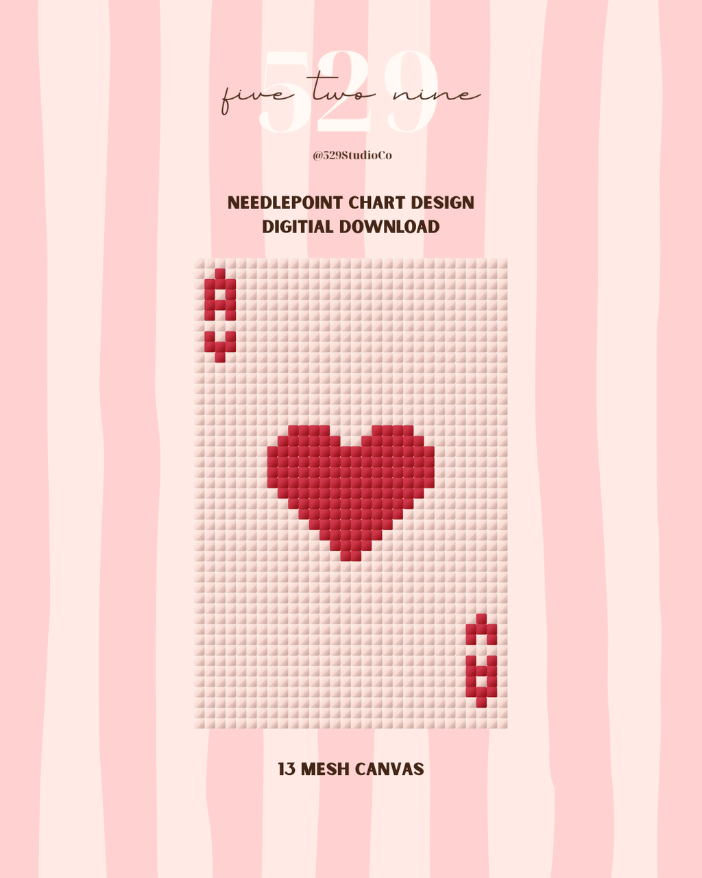 Ace of Hearts - Needlepoint Digital Download