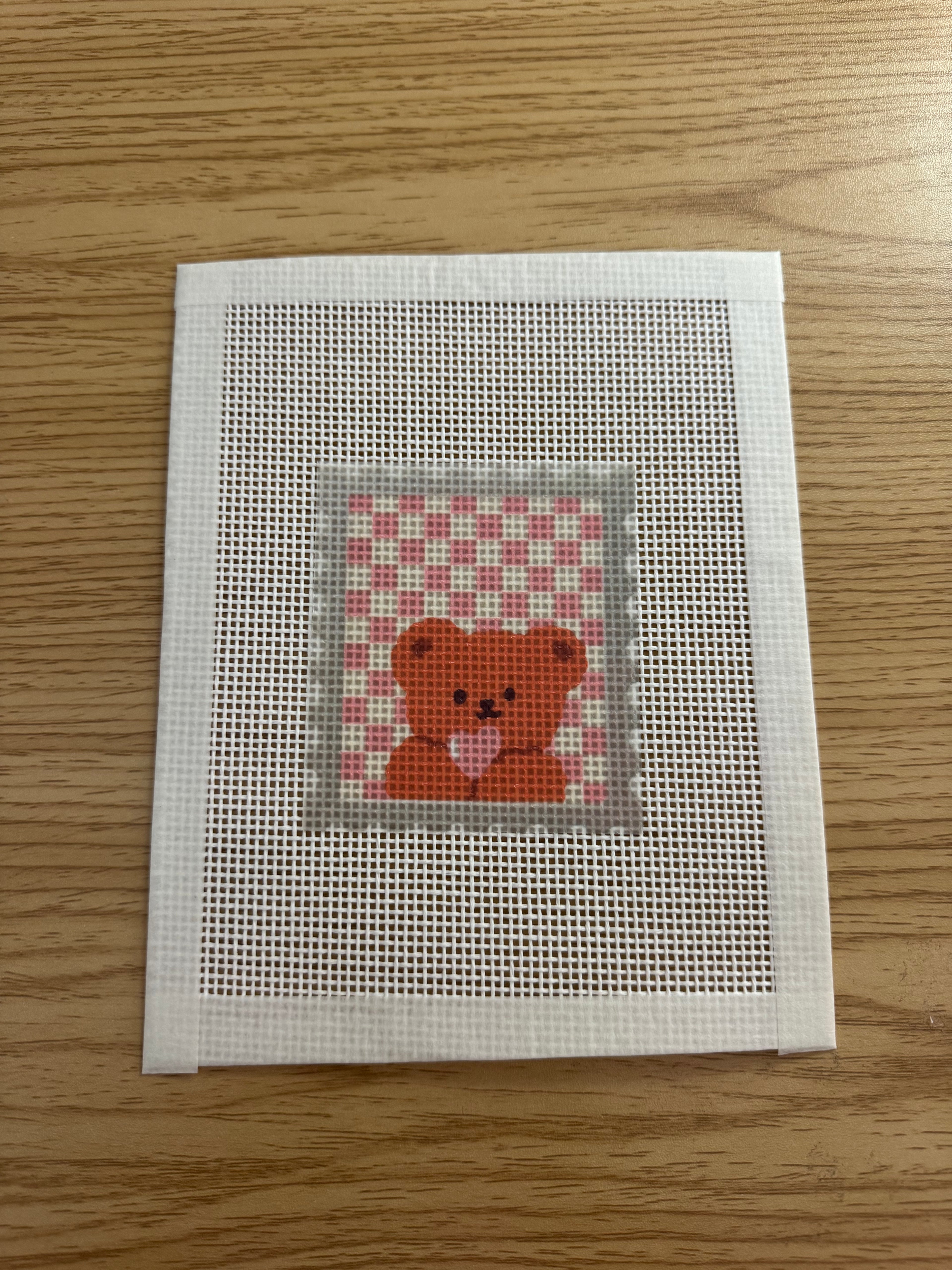 Teddy Bear Stamp - Mini 13 Mesh Needlepoint Canvas