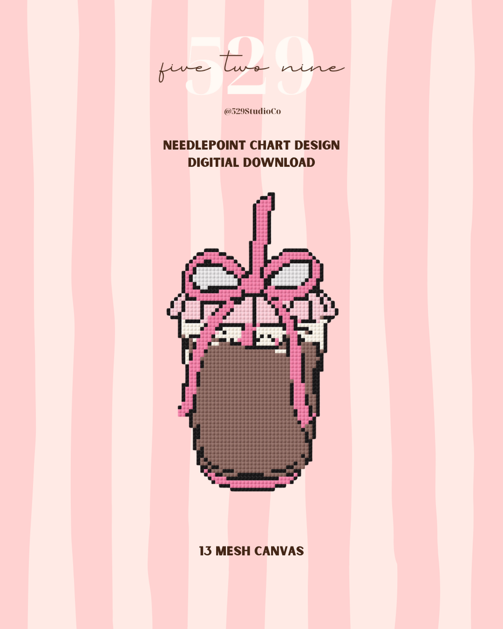 Iced Coffee Bow - Needlepoint Digital Download