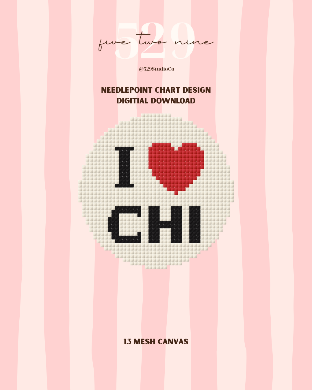 I Heart Chi - Needlepoint Digital Download