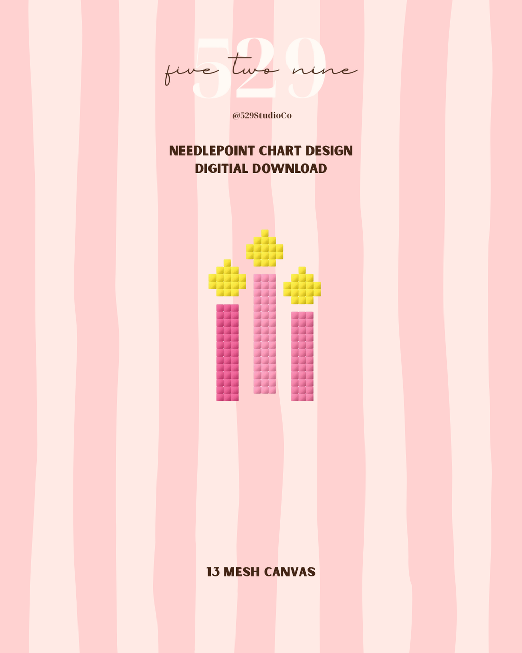 Pink Birthday Candles - Needlepoint Digital Download