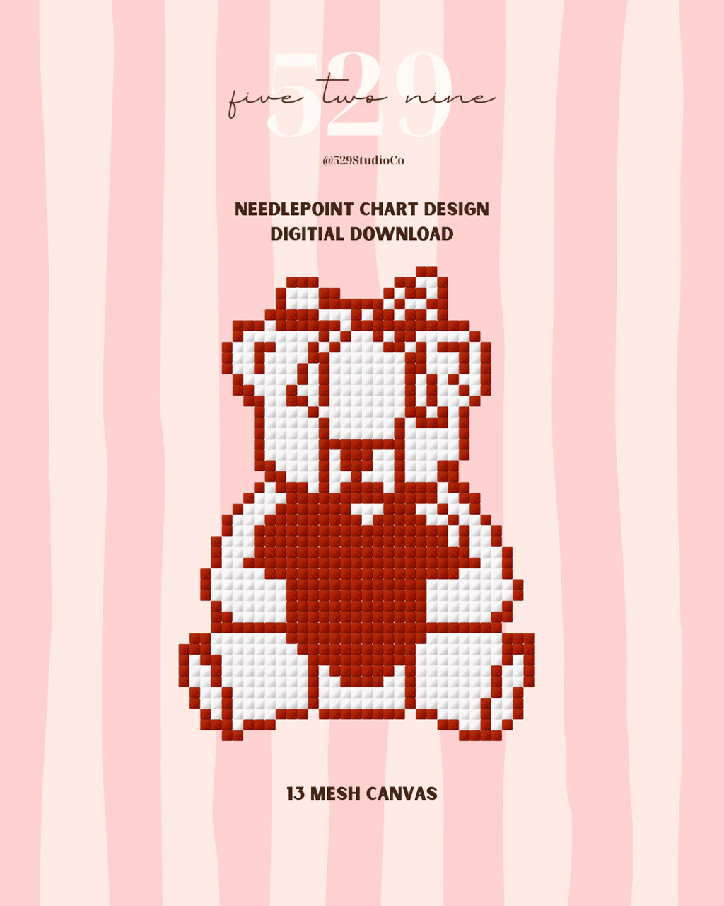 Valentine Teddy - Needlepoint Digital Download